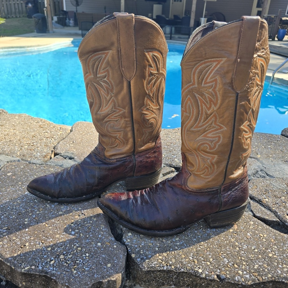 Cowtown Full Quill Ostrich Boots Men's‎ Size 9.5-10? Vintage wide?